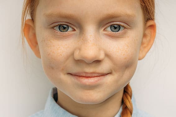 A young girl with facial symmetry